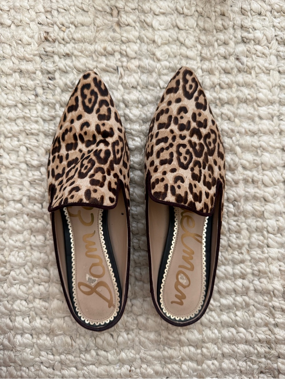Sam Edelman Leopard-Print Pointed Mule in Beige and Brown